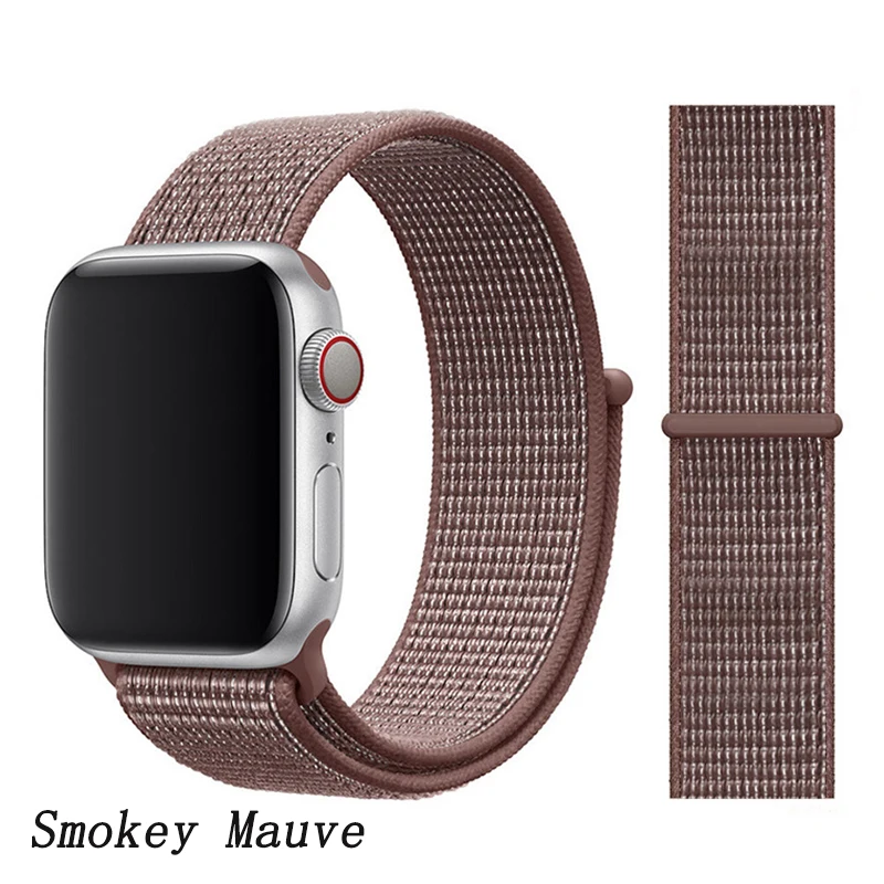Smokey Mauve Ремешок для apple watch 5 4 band correa apple watch 42 мм 44 мм 38 мм 40 мм iwatch series 5 4 3 2 1 нейлоновый браслет pulseira - Цвет ремешка: Smokey Mauve