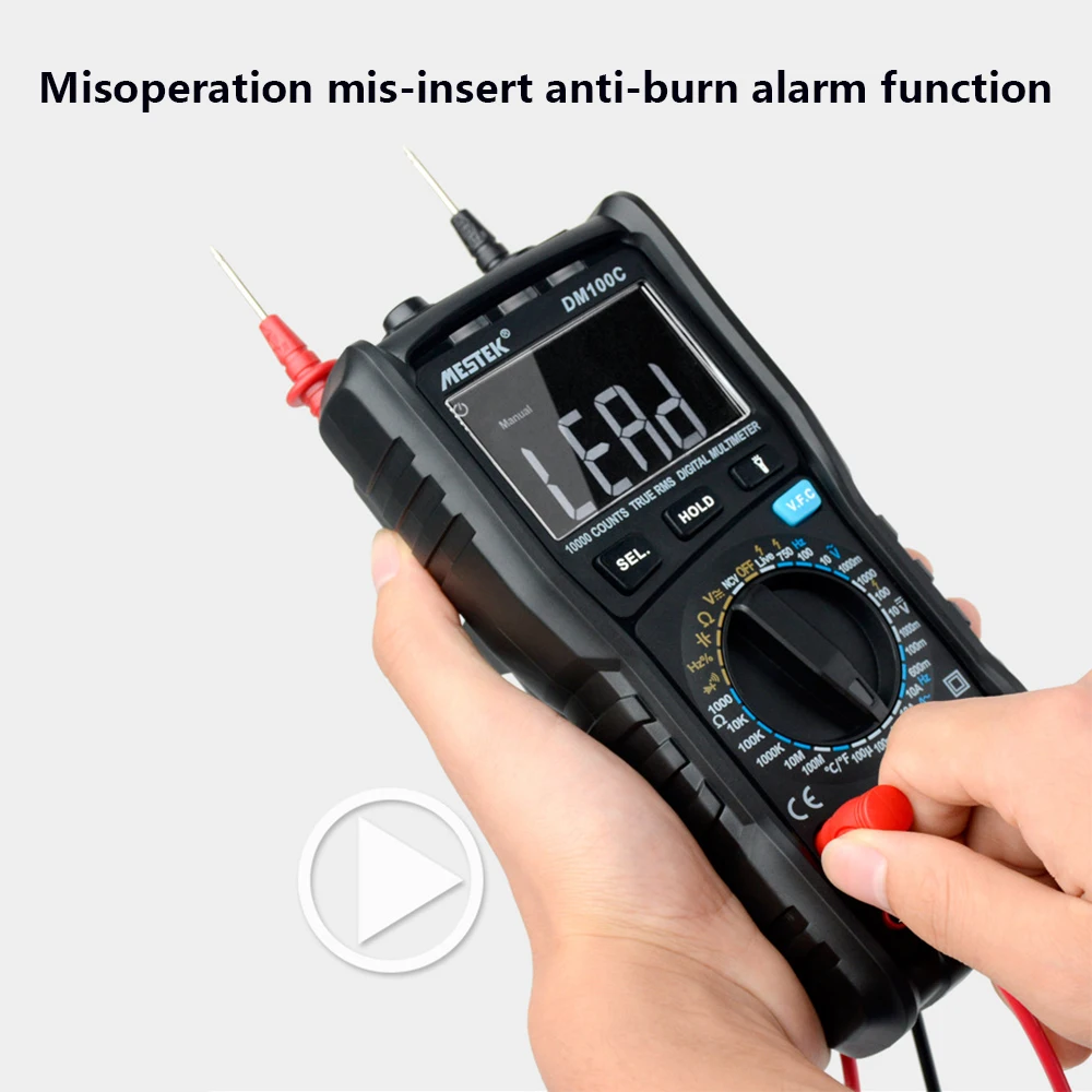 MESTEK DM100C Цифровой мультиметр высокоскоростной умный двухъядерный T-rms NCV температура multimetro анти-ожога предохранитель сигнализация мультиметры