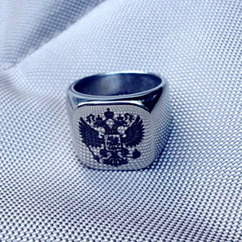 Anello Con Sigillo Da Uomo In Acciaio E Simbolo Dell'aquila - Foto 3