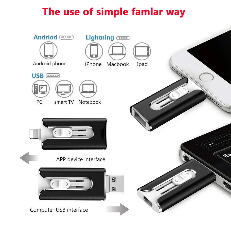 ФЛЕШКА u disk OTG USB флэш накопитель для флешки iPhone 11X7 8 6 XS XR/iPad/IOS/Android/ручка PC Drive 128 Гб 64