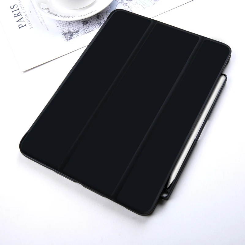 Чехол Funda для iPad Pro 11 с держателем для карандашей, умный кожаный тройной бумажник из искусственной кожи+ силиконовая задняя крышка для нового iPad Pro 11