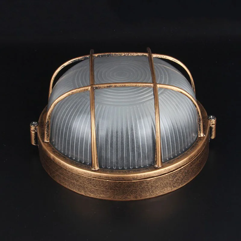 Wall Light Vintage Outdoor Ceiling Lamp Bronze Metal Glass Protective Yard Garden Ceiling Light Waterproof Retro Flush Mount