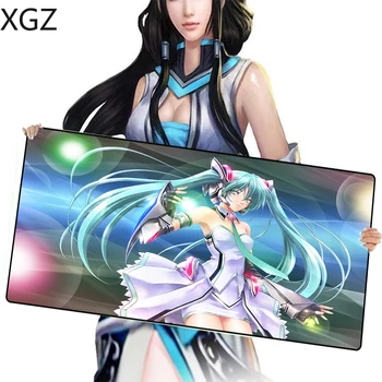 

XGZ Game Player Mouse Pad Japanese Anime Hatsune Miku HD Black Lock-edge Mousepad Can Be Customized To Decorate Your Table Diy