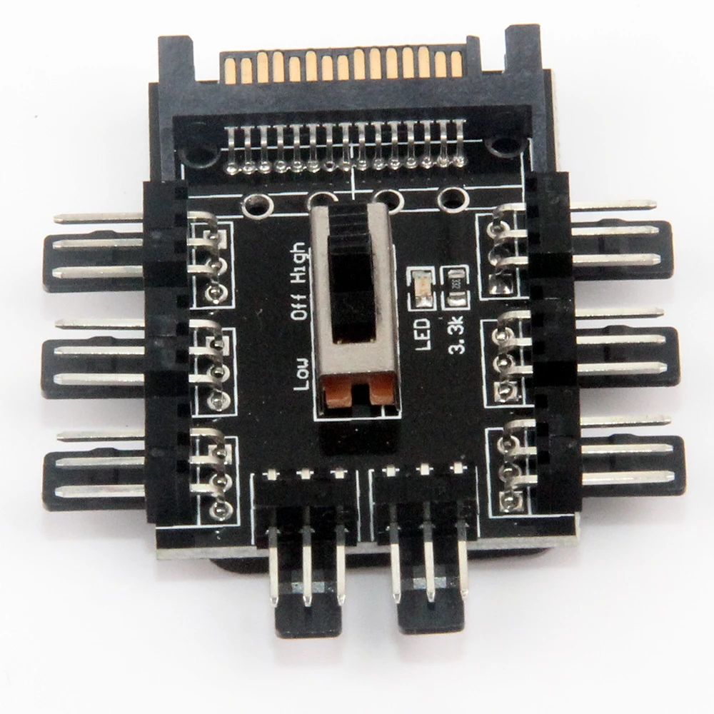 1 to 8 3Pin Fan Hub Pwm Sata Molex Splitter PC Mining Cable 12V Power Suppply Cooler Cooling Speed Controller Adapter