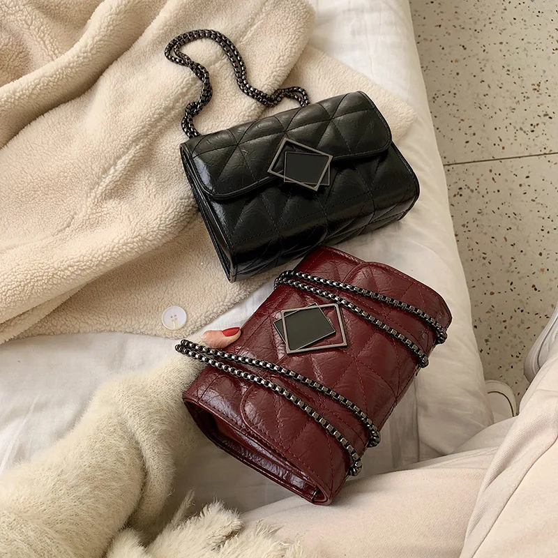 

Korean Style Small Bag For Women Rhombic Embossing Chain Crossbody Bags Girls Little PU Handbag Elegant Shoulder Bag 2020 Bolsas