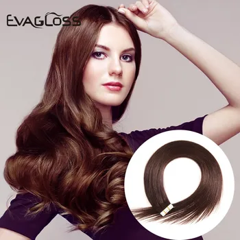 

EVAGLOSS Tape in Human Hair Extensions 20pcs Skin Weft Machine Remy Adhesive Double Sided Tape in Hair Extensions