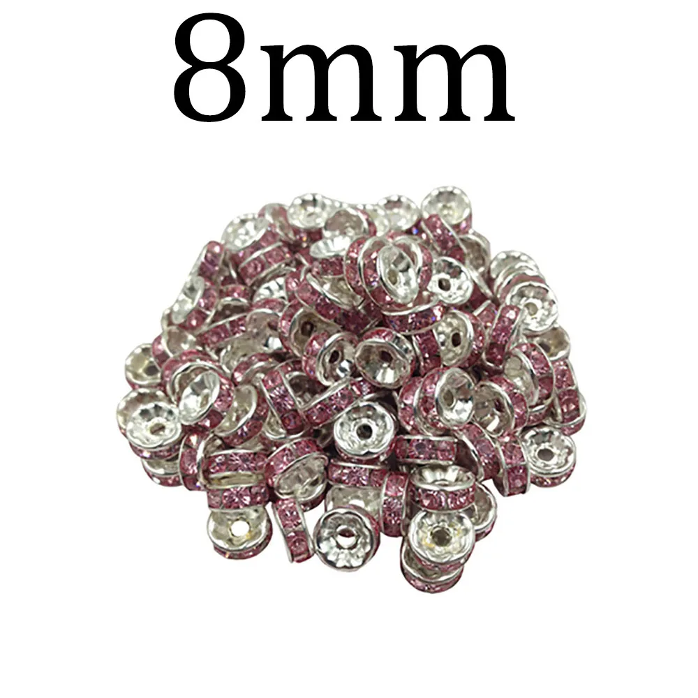Pink-H6010 50 шт. 8 мм Смешанные несколько цветов круглые кольца в форме бриллианта кулон горный хрусталь ювелирных изделий делая DIY аксессуары ручной работы - Цвет: Pink-H6010