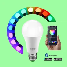 

Smart Bluetooth Led Light Bulb Mobile App Control 15w Rgb Bulb Lamp E27 Screw Home Bedroom Color Changing Night Lamp