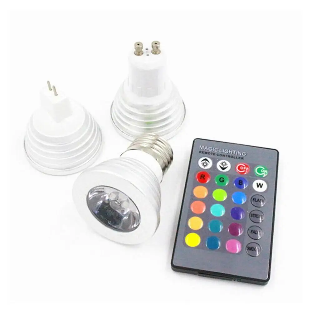 3W E27 E14 GU10 GU5.3 MR16 LED RGB Magic Light Bulb Lamp Remote Control A3GE 