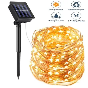 

8 Modes Outdoor Solar String Fairy Lights 5M/10M/20M LED Solar Lamps Waterproof Christmas Decoration for Garden Street