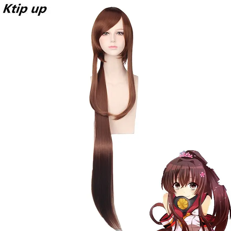 

Ktip Up New Anime Kantai Collection Yamato Cosplay Wig Ponytail Brown Long Straight Hair Synthetic Hair Wigs + Wig Cap