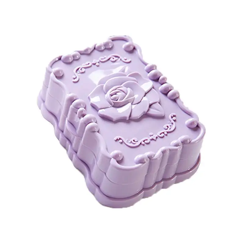 04 Strong And Sturdy Dust-proof Soap Dish With Lid 3D Rose Pattern Creative Soap Holder Portable Travel Soap Box - Цвет: 04