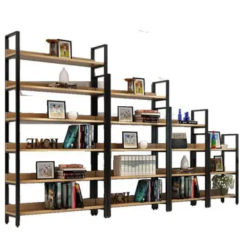 

Simple Steel And Wood Bookshelf, Bookcase, Iron Art Shelf, Floor Standing, Multi-layer Storage Shelf, Shelf Display Shelf