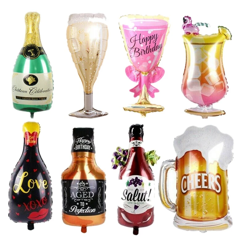 

ELEG-1Set 8Pcs Whiskey Wine Bottle Beer Cup Balloons Creative Style Balloon Decoration Happy Birthday Party Balloon Supplies Hom