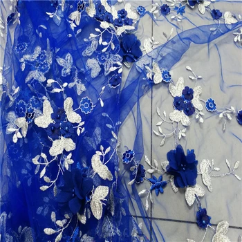 

Gauze Embroidery Rose Flower Mesh Lace Fabric With Pearl 2020 High quality Net Lace Fabric For Sewing Dance Dress