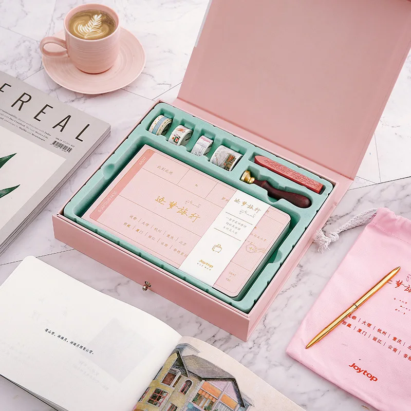 

Dream Travel Gift Box Hand Account Book Set Itinerary Laptop Creative Lock Schedule Notebook