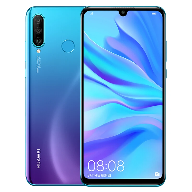 Глобальная версия HUAWEI P30 Lite NOVA 4E 4 Гб 128 Гб Смартфон 6,15 ''Kirin 710 Восьмиядерный мобильный телефон Android 9 32 МП камера заднего вида - Цвет: Blue