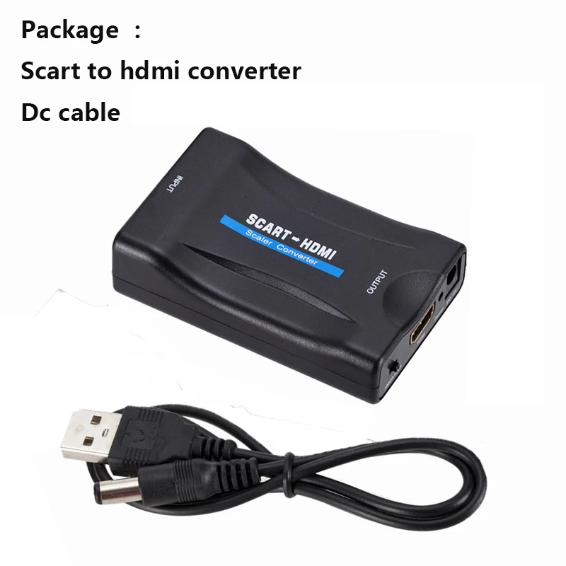 

1080P Scart To HDMI Converter Audio Upscale Video Adapter for HDTV Sky Box STB for Smartphone HD TV DVD with dc cable