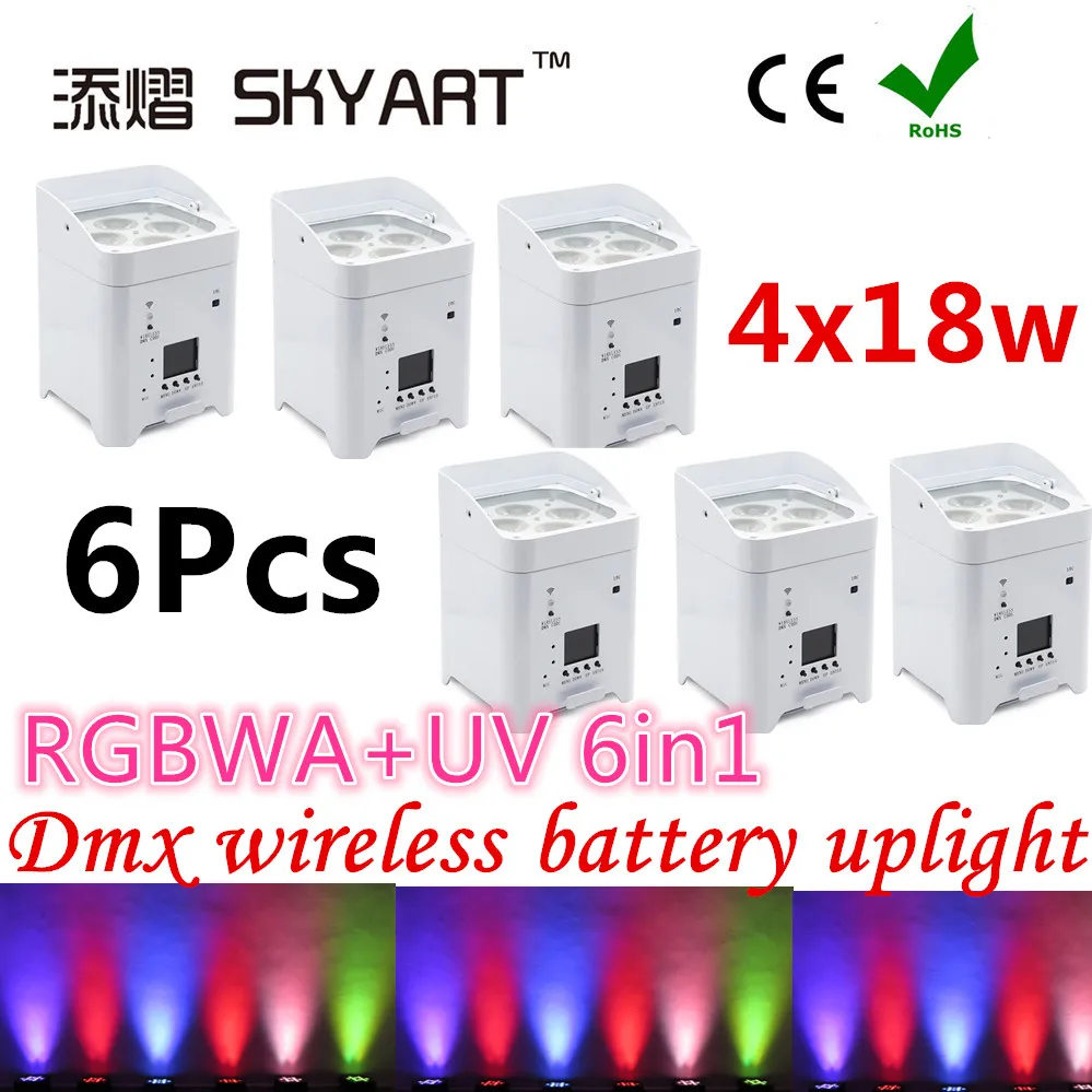 4Pcs 18W RGBWA+UV 6in1 Wireless Battery Power Led Par Stage Lighting Light | Освещение