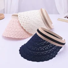 Новинка, женская шляпа с солнцезащитным козырьком, модные летние кружевные шапки с пустым верхом, женские шапки для спорта на открытом воздухе, путешествий, пляжа