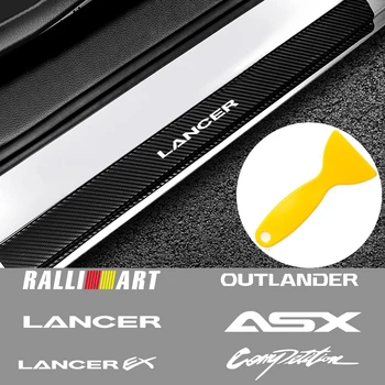 

4PCS Carbon Fiber Protector Auto Door Threshold Plate Guard Stickers for Mitsubishi Ralliart Lance EX Outlander ASX Competition