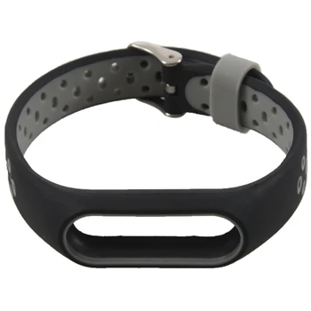 

Lightweight Ventilate TPE Wrist Strap Wristband Bracelet For Xiaomi Mi Band 2 Grey + Black