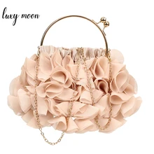 Свадебный клатч, Женский вечерний клатч, сумочка с цветами и сумочка, вечерние сумки абрикосового цвета, сумка на плечо с цепочкой, женские клатчи ZD1394