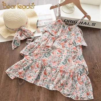 

Bear Leader Casual Girls Dresses Summer with Hat 2 Piece Suit Children's Clothes Kids Girls Party Princess Print Dress Vestidos