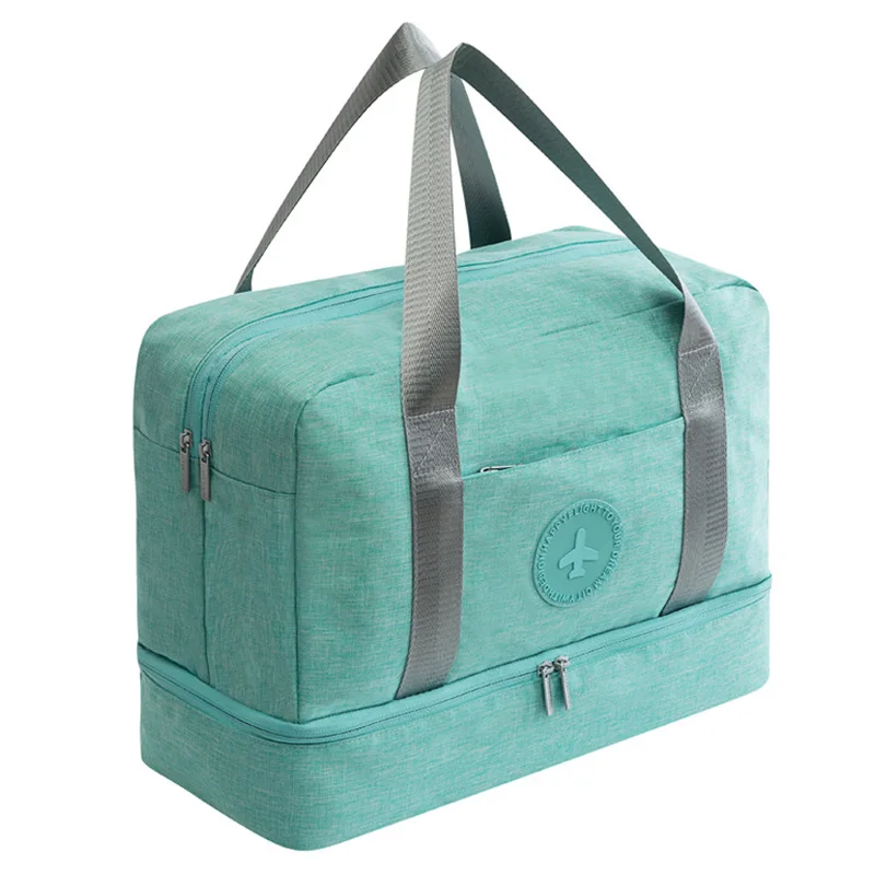 

New Cationic Fabric Waterproof Travel Bag Large Capacity Double Layer Beach Bag Portable Duffle Bags Packing Square Weekend Bags