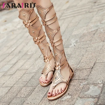 

SARAIRIS Fashion Female 2020 Party Casual Office Sandals Retro Gladiator Sandals Women Flip Flop Zipper Flat Shoes Woman
