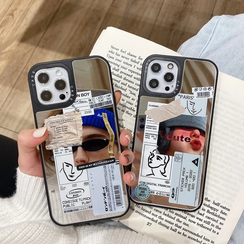 Funda De Lujo Con Etiqueta De Codigo De Barras Para Iphone Carcasa Trasera Con Espejo Para Modelos 12 Mini 11 Pro Max Xs Xr 11pro 12pro 6 7 8 Plus Y X Fundas