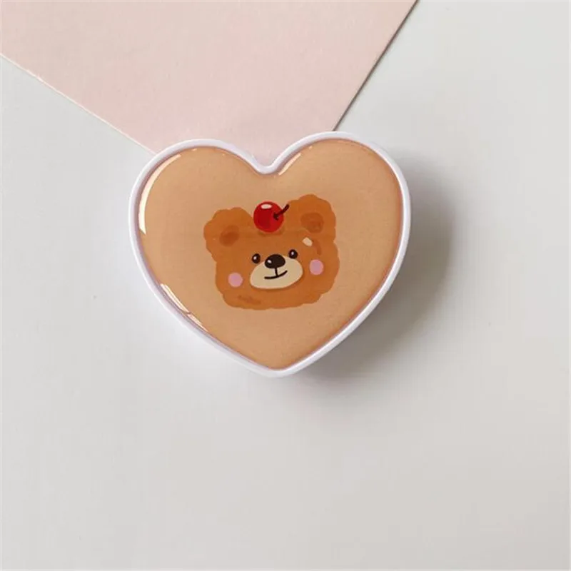 Cartoon Heart Bear Expanding Stand Mount Grip Phone Socket Fold Mobile Smartphones Pocket Holder Bracket Phone Stand Holder mobile holder