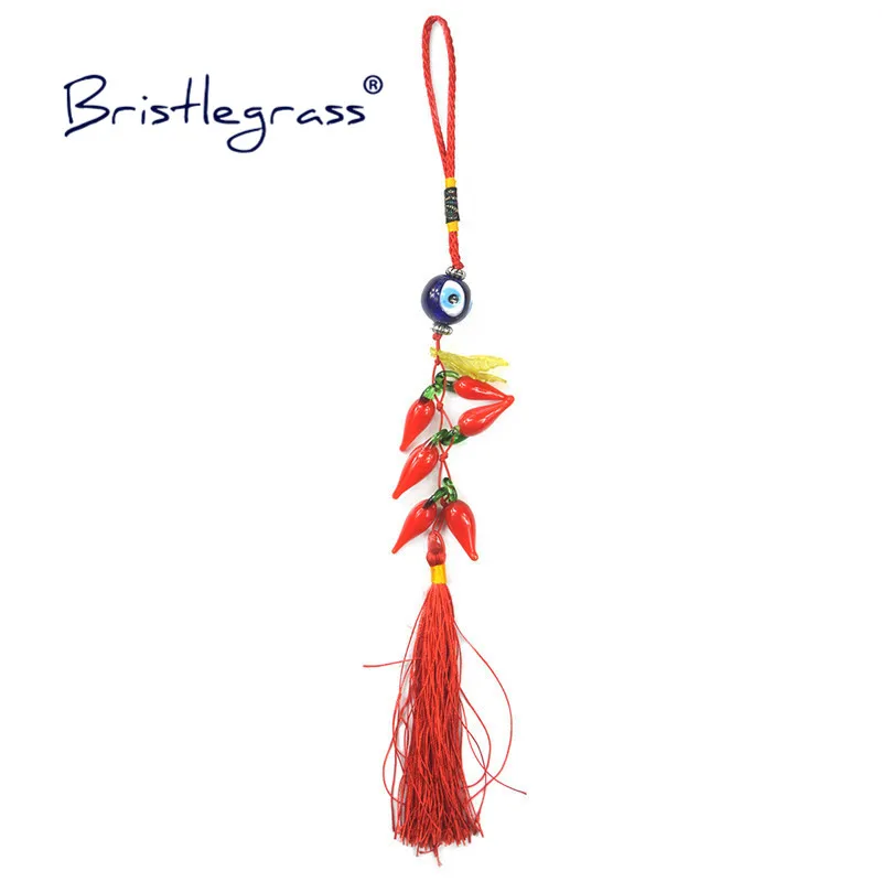 BRISTLEGRASS Turkish Blue Evil Eye Red Chili Tassel Amulets Lucky Charm Wall Hanging Pendants Pendulum Blessing Protection Decor 6