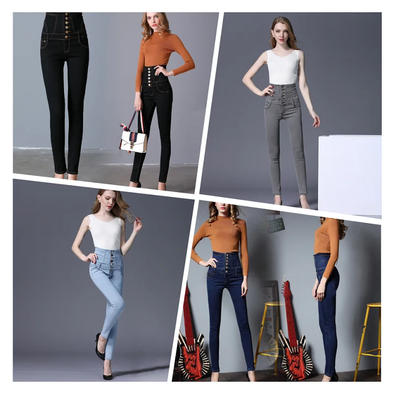 

2020 spring and summer fashion high waist jeans dress fat MM height corset pencil pants big yards