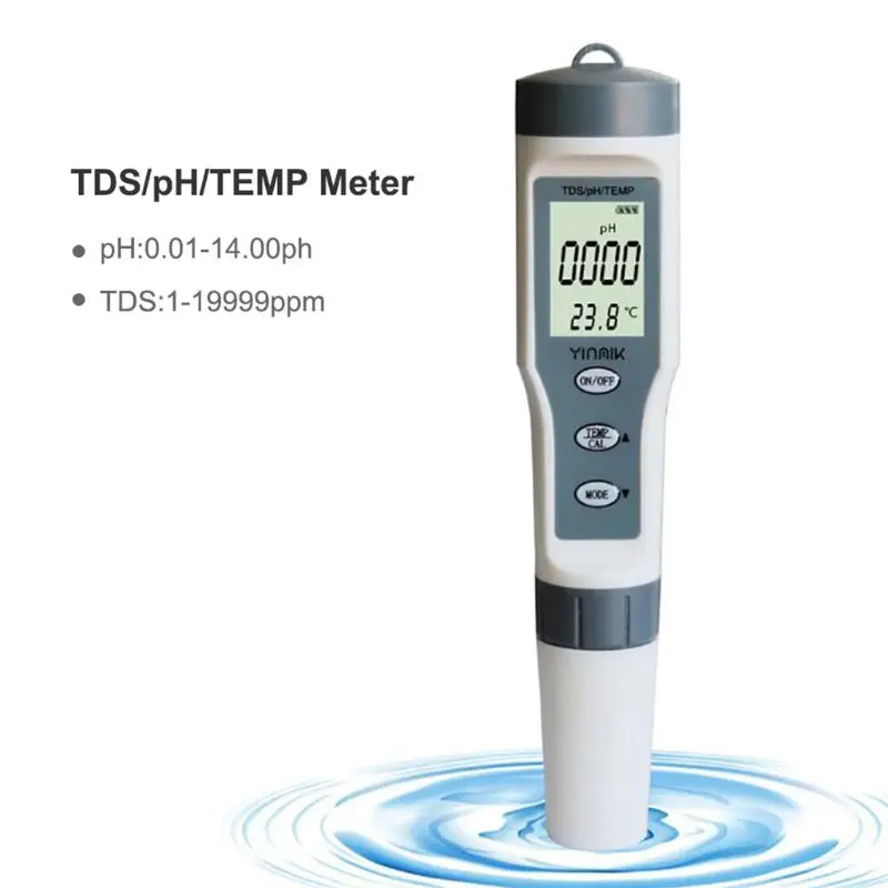 Цифровой измеритель TDS 3 в 1 EZ9901 TDS/PH/TEMP ручной тестер качества воды инструмент для