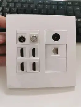 

2 Pieces Multifunction Faceplate HDMI TV RJ45 Wall Panel With DIY Socket And 2 Units Junction Boxes