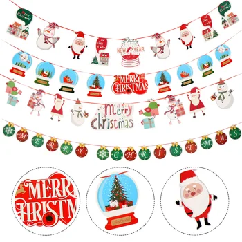 

1 set 4pcs Creative Party Christmas Pattern Paper Banner Hanging Ornaments