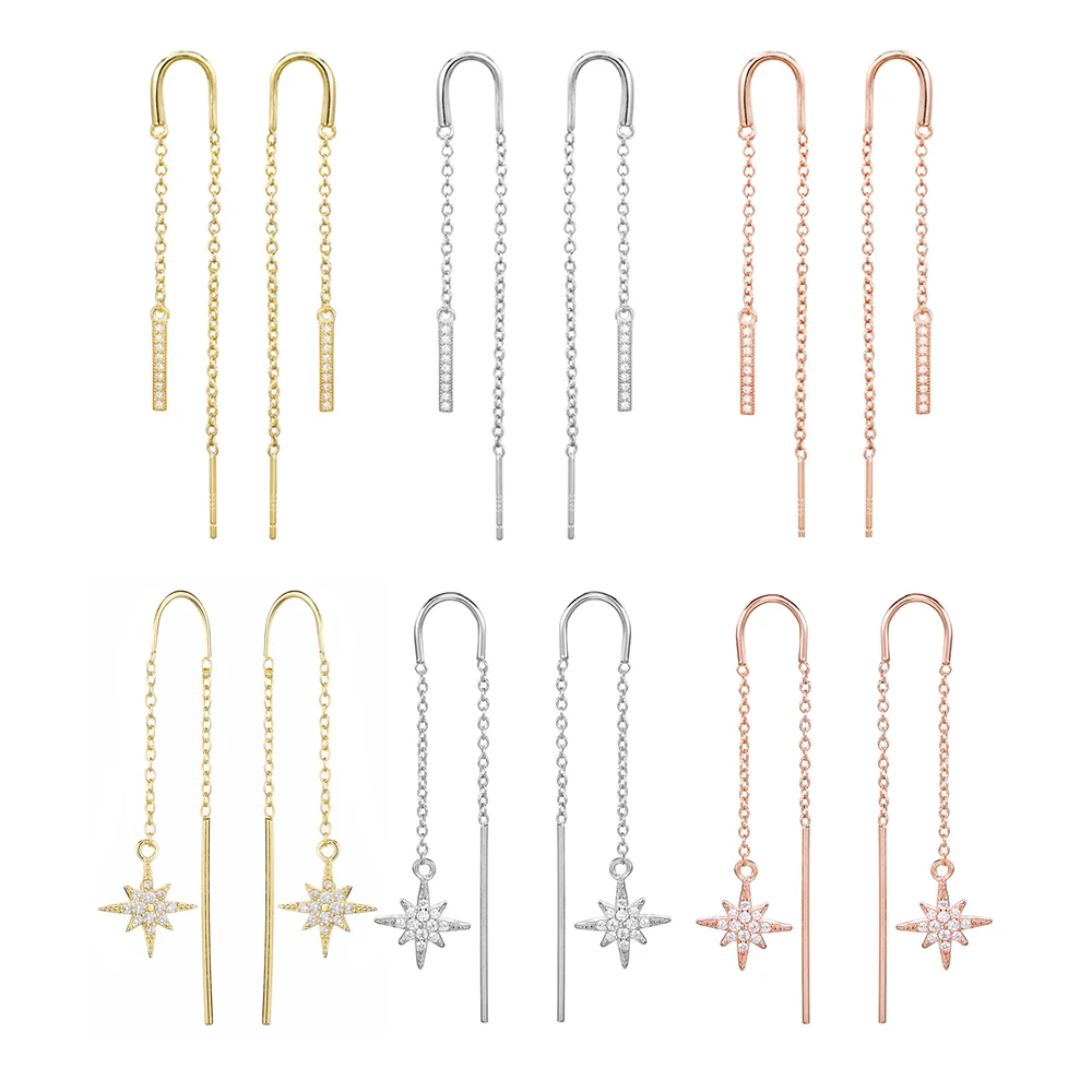 

Slovecabin Silver 925 Drop Earrings For Women Tassel Piercing Simple Wedding Earrings Femme Fashion Jewelry 2021 Best Gift