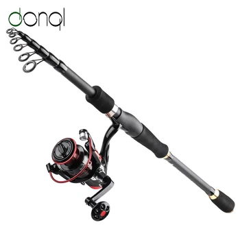 

DONQL Telescopic Fishing Rod Spinning Reel Combo Carp Feeder Rod 1.8-3.0m and 13 Ball Bearing Fishing Coil Travel Fishing Tackle