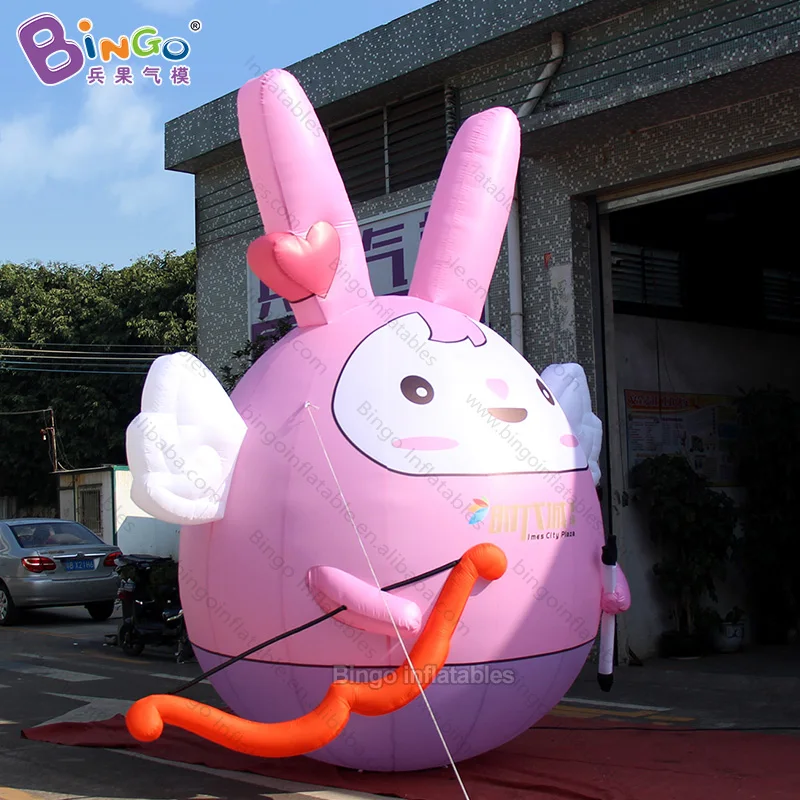 BARGAIN PRICE 4mh inflatable LED pink rabbit custom made cartoon bunny with archery balloon