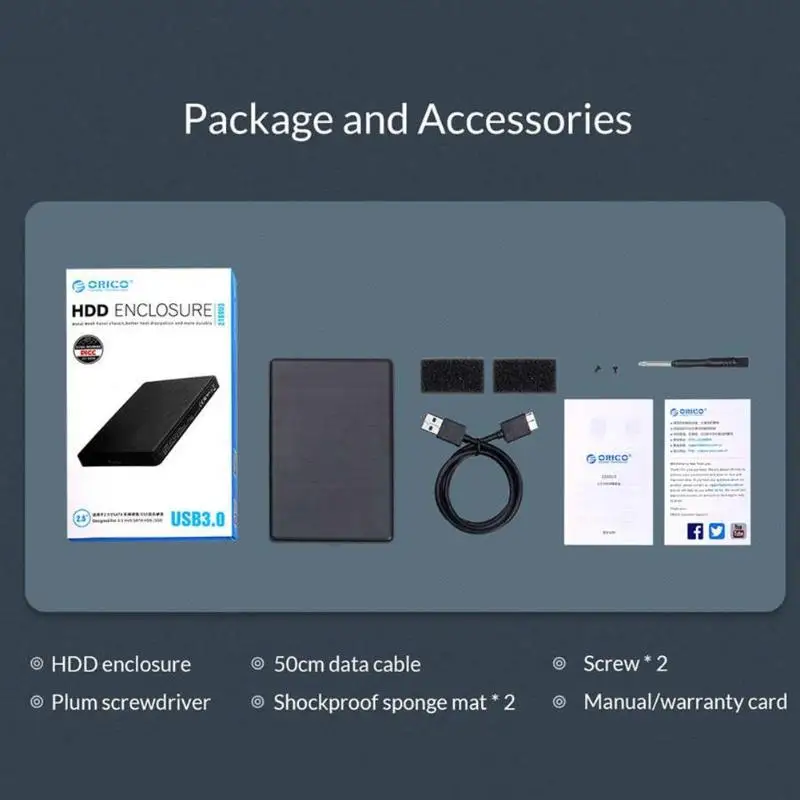 ORICO 2169U3 полностью сетчатый 2," чехол для жесткого диска SATA-USB 3,0 Micro B внешний жесткий диск Корпус для жесткого диска твердотельный диск SSD коробка