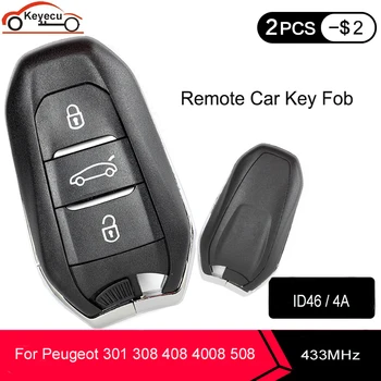 

KEYECU DS Smart Keyless Go Remote Key 3 Buttons 433MHz PCF7945 46 Chip for Peugeot 308 508 for Citroen C4 DS4 DS5 Emergency Key