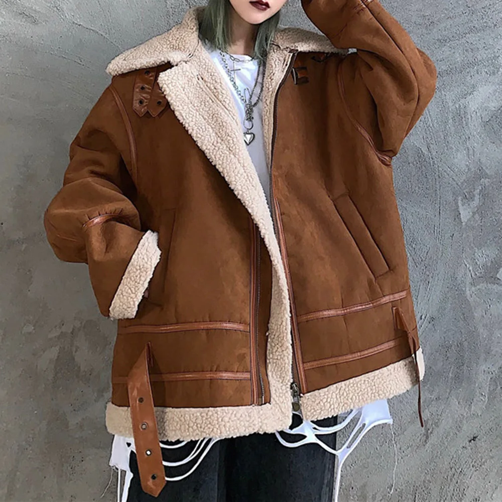 

Loose Female Cotton Padded Jacket 2020 Women Fall Fashionable Casual Style Overcoat Plus Velvet Thicken Slim Solid Color