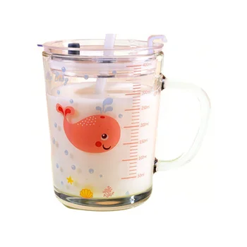 

Milk cup with graduated breakfast milk cup microwave heating glass heat-resistant children's milk powder cup