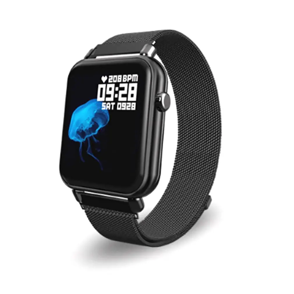 black steel 1,3 дюймов Bluetooth Смарт-часы для мужчин и женщин модные Смарт-часы HR кровяное давление фитнес-трекер для измерения сердечного ритма Смарт-браслет - Цвет: black steel