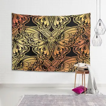 

Peceeta Butterfly Gold Wall Hanging Tapestries Wall Tapestry Indian Cotton Bedspread Picnic Bedsheet Blanket for Living Room Bed