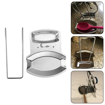

Stainless Steel Pan Pot Cover Lid Rack Stand Spoon Holder Stove Organizer Home Storage Soup Spoon Rests Kitchen Cooking Tools