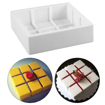 

1pcs Irregularity Geometry Large Silicone Cake Mold 3D Pan Silicon Molds Square For Cake Baking Bakeware Moulds Decorating Tools