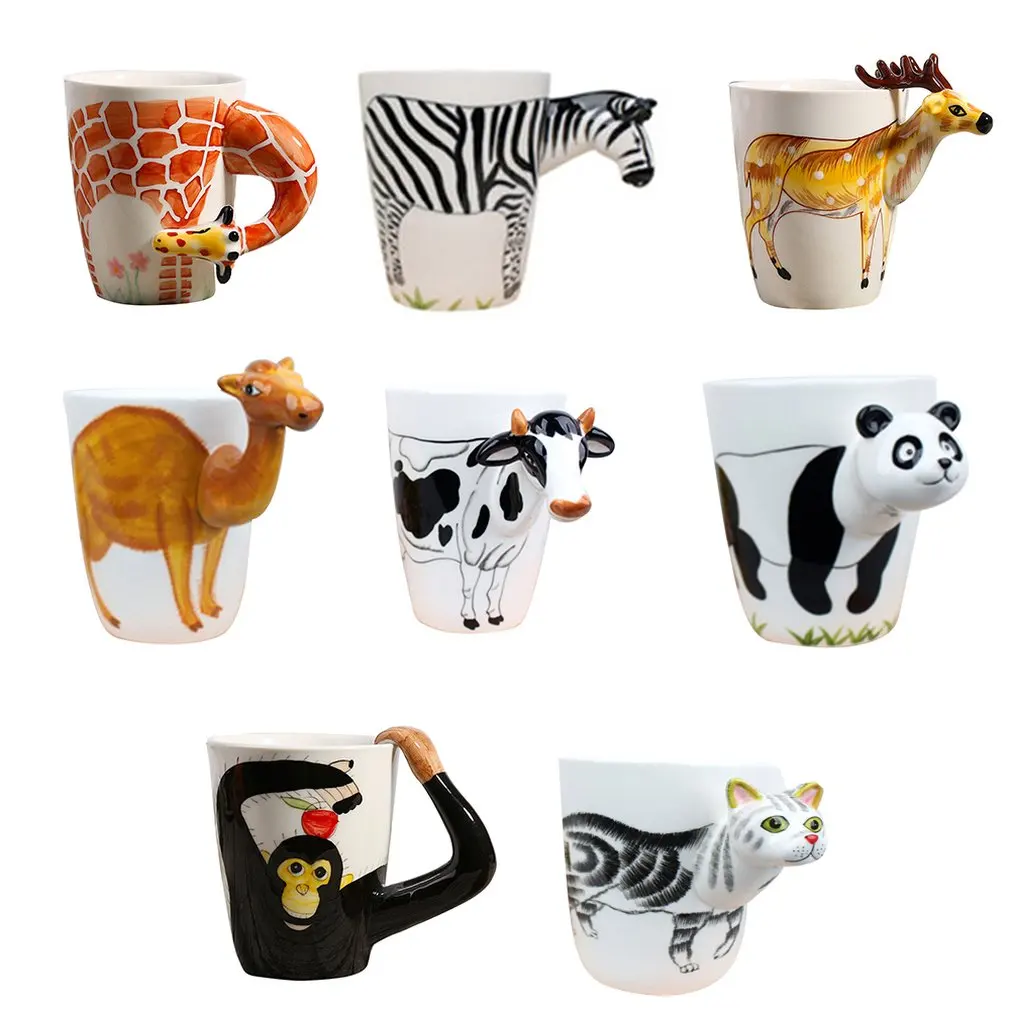 

Portable Water Cup Animal Shape Design Universal Travel Coffee Mug Ceramic Cup Home Office Decor Best Gift