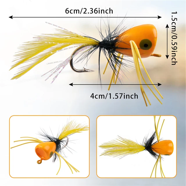 15Pcs Floating Jig heads walleye Fly Fishing Lure Kit Foam Popper